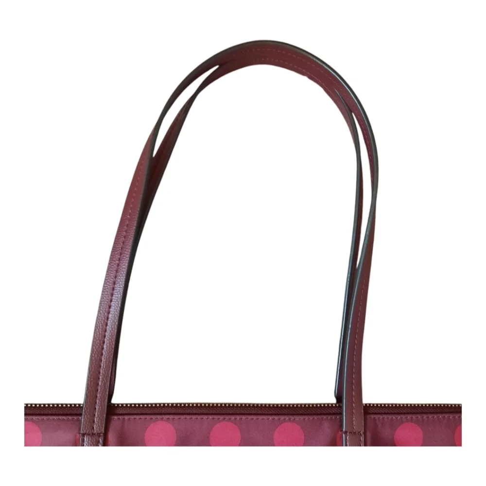 Kate Spade Hayden Blackberry Nylon Leather Polka Dot Top Zip Tote Purse K4871